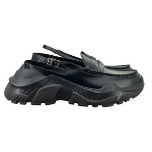 AKIKOAOKI Demi Platform Loafer Black × Black Faux Leather 8.5 Womens School Girl